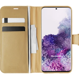 Samsung Galaxy S20 Plus Kılıf Delux Leather Wallet Gold