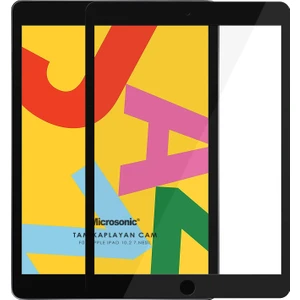 Apple iPad 10.2'' 7. Nesil (A2197-A2200-A2198) Tam Kaplayan Temperli Cam Ekran Koruyucu Siyah