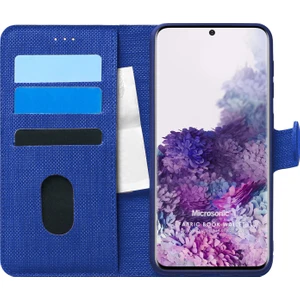 Samsung Galaxy S20 Plus Kılıf Fabric Book Wallet Lacivert