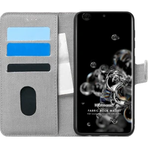 Samsung Galaxy S20 Ultra Kılıf Fabric Book Wallet Gri