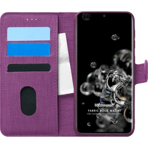 Samsung Galaxy S20 Ultra Kılıf Fabric Book Wallet Mor