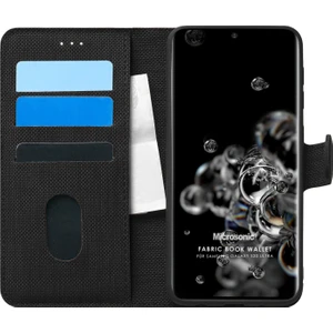Samsung Galaxy S20 Ultra Kılıf Fabric Book Wallet Siyah