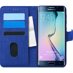 Samsung Galaxy S6 Edge Kılıf Fabric Book Wallet Lacivert