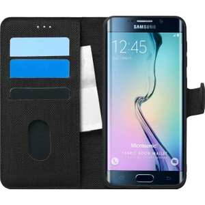 Samsung Galaxy S6 Edge Kılıf Fabric Book Wallet Siyah