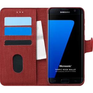 Samsung Galaxy S7 Edge Kılıf Fabric Book Wallet Kırmızı