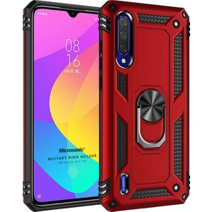 Xiaomi Mi 9 Lite Kılıf Military Ring Holder Kırmızı