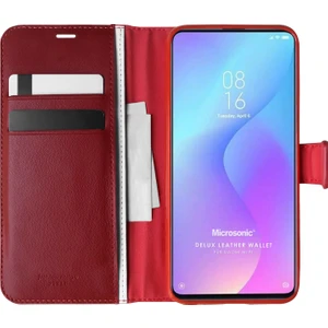 Xiaomi Mi 9T Kılıf Delux Leather Wallet Kırmızı