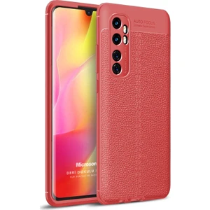 Xiaomi Mi Note 10 Lite Kılıf Deri Dokulu Silikon Kırmızı