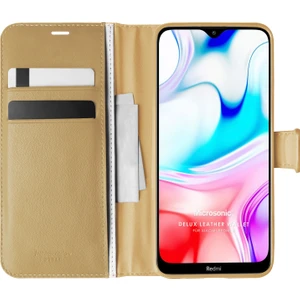 Xiaomi Redmi 8 Kılıf Delux Leather Wallet Gold