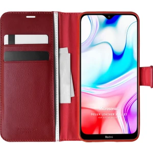 Xiaomi Redmi 8 Kılıf Delux Leather Wallet Kırmızı