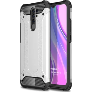 Xiaomi Redmi 9 Kılıf Rugged Armor Gümüş