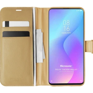 Xiaomi Redmi K20 Kılıf Delux Leather Wallet Gold