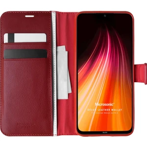 Xiaomi Redmi Note 8 Kılıf Delux Leather Wallet Kırmızı