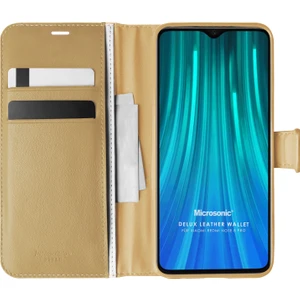 Xiaomi Redmi Note 8 Pro Kılıf Delux Leather Wallet Gold