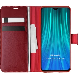 Xiaomi Redmi Note 8 Pro Kılıf Delux Leather Wallet Kırmızı