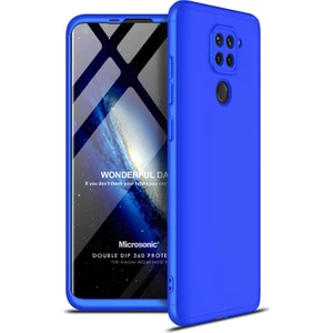 Xiaomi Redmi Note 9 Kılıf Double Dip 360 Protective Mavi