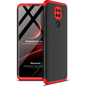 Xiaomi Redmi Note 9 Kılıf Double Dip 360 Protective Siyah - Kırmızı