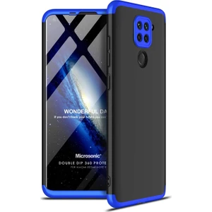 Xiaomi Redmi Note 9 Kılıf Double Dip 360 Protective Siyah - Mavi