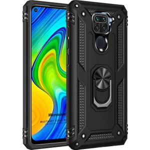 Xiaomi Redmi Note 9 Kılıf Military Ring Holder Siyah