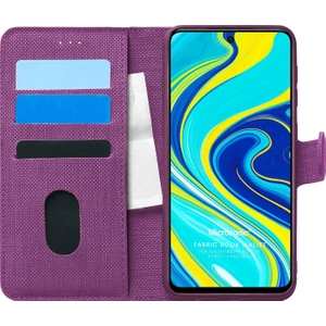 Xiaomi Redmi Note 9 Pro Kılıf Fabric Book Wallet Mor