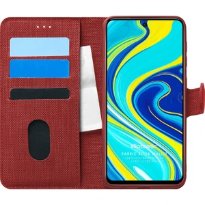 Xiaomi Redmi Note 9 Pro Max Kılıf Fabric Book Wallet Kırmızı