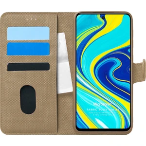 Xiaomi Redmi Note 9S Kılıf Fabric Book Wallet Gold