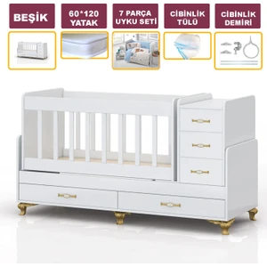 By Golden 5 Çekmeceli Avangard Büyüyen Bebek Beşiği Set