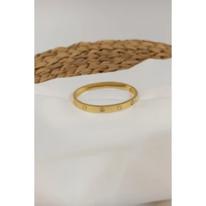X-lady Accessories Çelik Kelepçe Taşlı Bileklik Gold