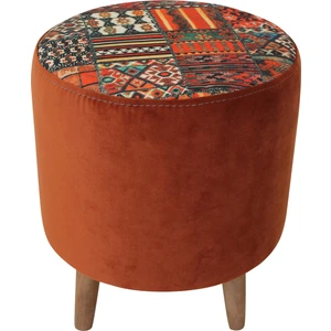 Arasta Ece Ahşap Ayaklı Silindir Kilim Tarçın Puf Tabure