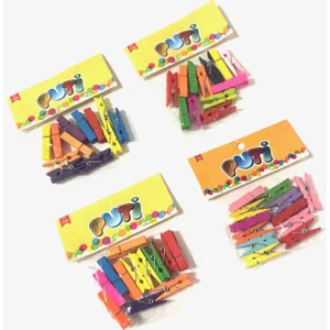 Ahşap Büyük Mandal Renkli 3.5 cm 48'li