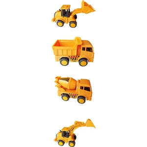 Oyuncak İş Makinaları Sürtmeli 4'lü Set - Dozer + Kepçe + Mikser + Kamyon