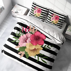 MonoHome Flower Line 3D Pamuk Saten Çift Kişilik Nevresim Takımı