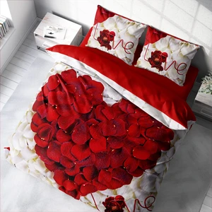 Heart Rose 3D Pamuk Saten Çift Kişilik Nevresim Takımı