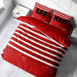 Mom & Dad 3D Pamuk Saten Çift Kişilik Nevresim Takımı