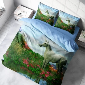 Unicorn 3D Pamuk Saten Çift Kişilik Nevresim Takımı
