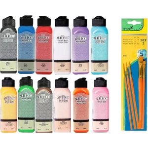 Akrilik Boya 140 ml 12'li Set + Fanart 5'li Fırça Seti