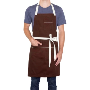 Medusa Forma Askılı Önlük Master Şef - Barista - Aşçı - Kuaför - Tattoo - Mutfak - Chef Garson Önlüğü Kahverengi