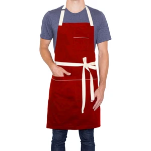 Medusa Forma Askılı Önlük Master Şef - Barista - Aşçı - Kuaför - Tattoo - Mutfak - Chef Garson Önlüğü Kırmızı
