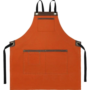 Medusa Forma Askılı Önlük Master Şef - Barista - Aşçı - Kuaför - Tattoo - Mutfak - Chef Garson Önlüğü Turuncu