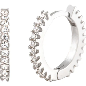 Afrodit Silver Rodyum Korumalı 13 mm Taşlı Halka Gümüş Küpe