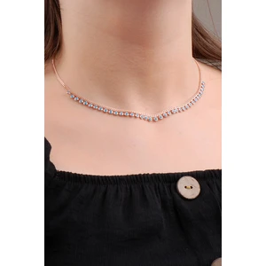 Sümer Telkari Turkuaz Taşlı Choker Rose Gümüş Kolye 6570