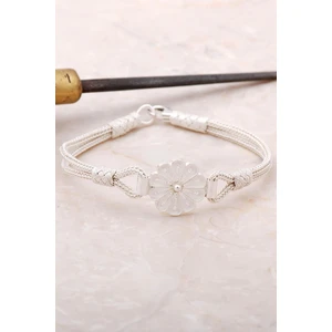 Sümer Telkari Kazaziye Işlemeli Telkari Papatya Gümüş Bileklik 3401