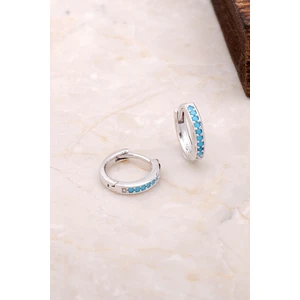 Sümer Telkari Turkuaz Mini Boy 12 mm Gümüş Halka Küpe 4971