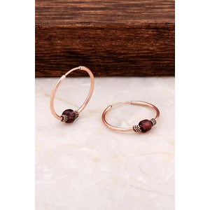 Sümer Telkari Ametist Taşlı 18 mm Rose Gümüş Halka Küpe 4764