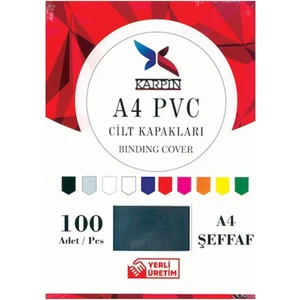 A4 Pvc Cilt Kapağı Şeffaf 6225 100'lü