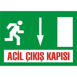 İzmir Serigrafi Acil Çıkış Kapısı (Aşağı) (Kendinden Yapışkanlı Etiket) 17,5 x 25 cm
