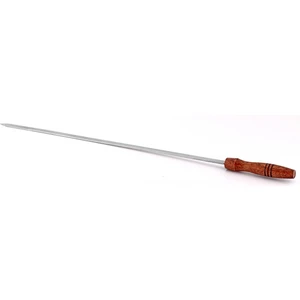 Gönen Çelik Paslanmaz Şiş 1 Adet 1 cm Yassı 60 cm Boy Ahşap Saplı Tavuk Kanat Şiş