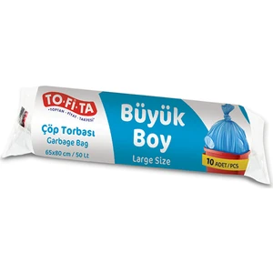 To-Fi-Ta Büyük Boy Çöp Torbası 10'lu 65 x 80 cm