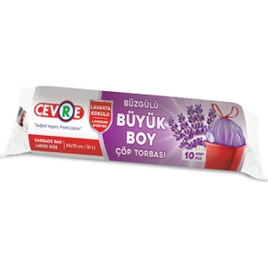 Büzgülü Çöp Torbası Lavanta Kokulu Büyük Boy 10'lu 65 x 70 cm