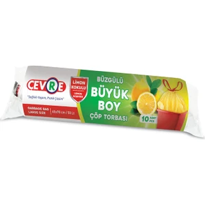 Büzgülü Çöp Torbası Limon Kokulu Büyük Boy 10'lu 65 x 70 cm